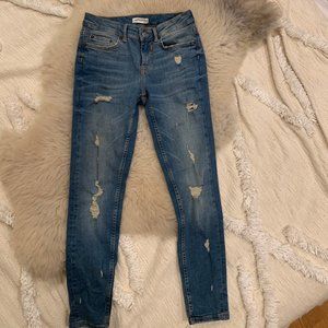 NWOT Zara Premium Denim Distressed Skinny Jeans